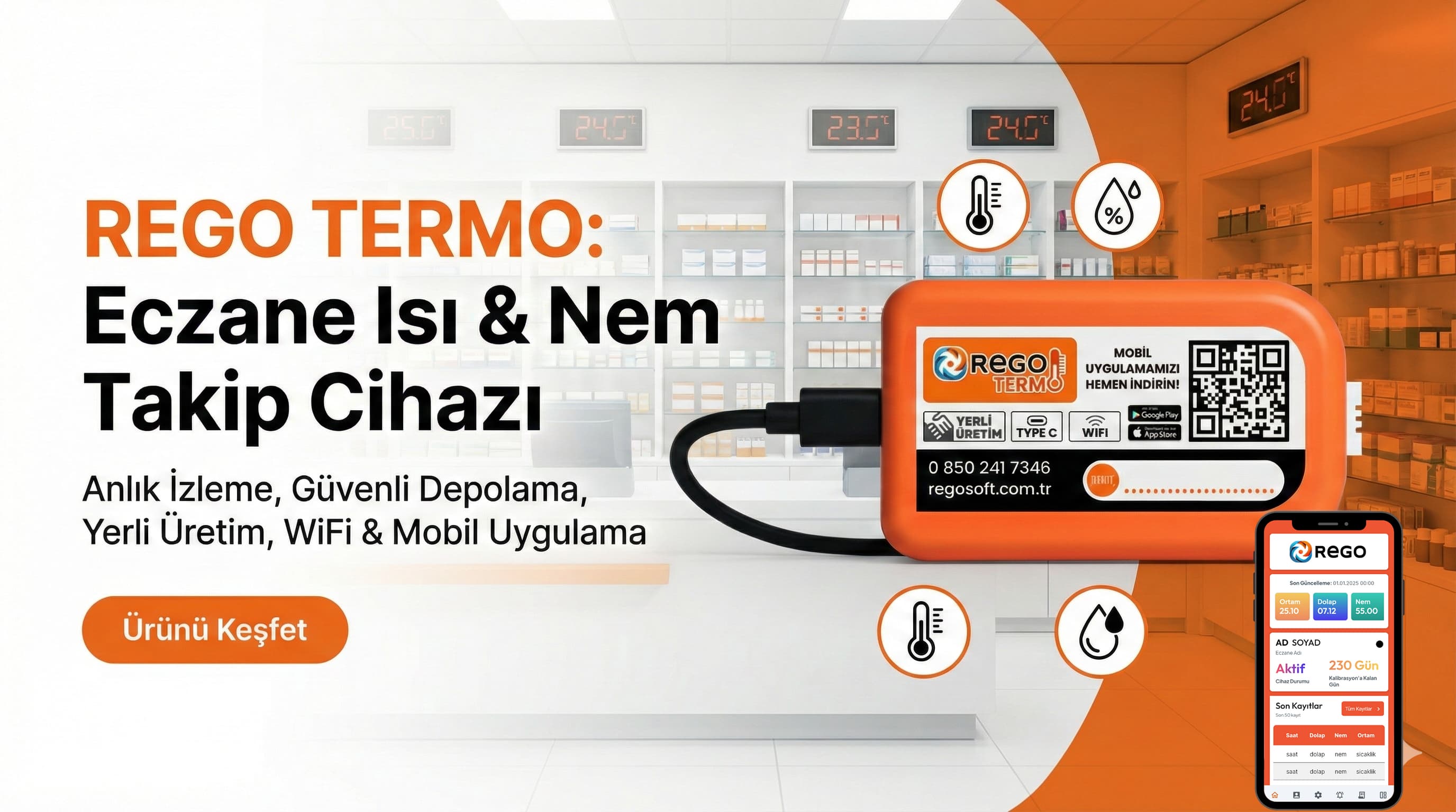 Eczane ısı nem takip cihazı sensör ekipman ortam izleme Türkiye eczane sıcaklık nem monitör cihazı